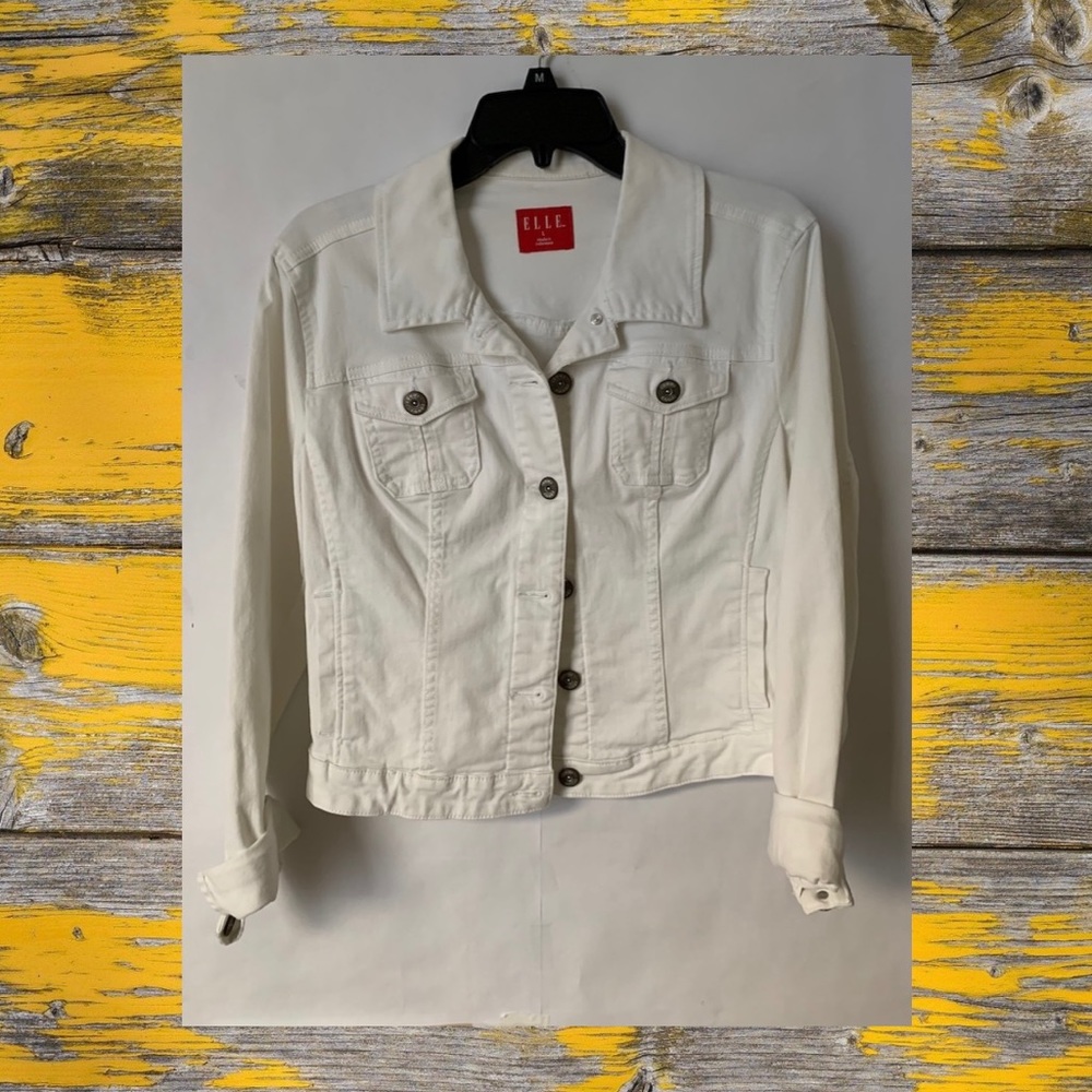 Elle White Denim Jacket-Size L-Winter White!